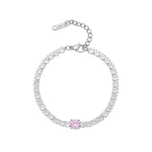 Classic pink ICE diamond bracelet stainless steel - Sassygrove