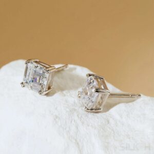 Asscher Cut Sterling Silver Zircon Earrings Rae - Sassygrove