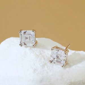 Asscher Cut Sterling Silver Zircon Earrings Rae - Sassygrove