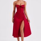 Delilah Midi Dress - Red - Sassygrove