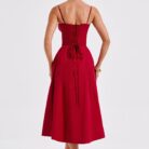 Delilah Midi Dress - Red - Sassygrove