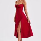 Delilah Midi Dress - Red - Sassygrove