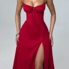 Delilah Midi Dress - Red - Sassygrove