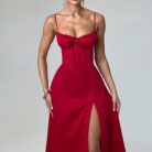 Delilah Midi Dress - Red - Sassygrove