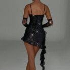 Sunshine Serenade Mini Dress-Black Sparkle - Sassygrove