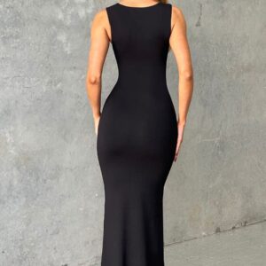 Crimson Cascade Maxi Dress - Jet Black - Sassygrove