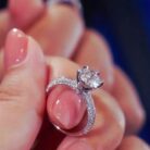 Half Wall Round Cut Moissanite Engagement Ring Dot - Sassygrove