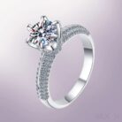 Half Wall Round Cut Moissanite Engagement Ring Dot - Sassygrove