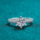 Half Wall Round Cut Moissanite Engagement Ring Dot - Sassygrove