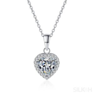 Heart Shaped 925 Sterling Silver Moissanite Necklace Cia - Sassygrove