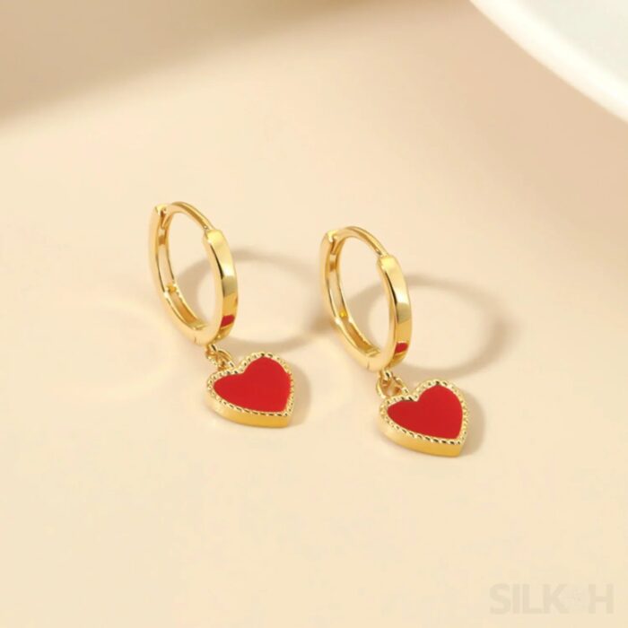 heart-shaped-sterling-silver-retro-hoop-earrings-una-gold-774 Heart Shaped Sterling Silver Retro Hoop Earrings Una - Sassygrove