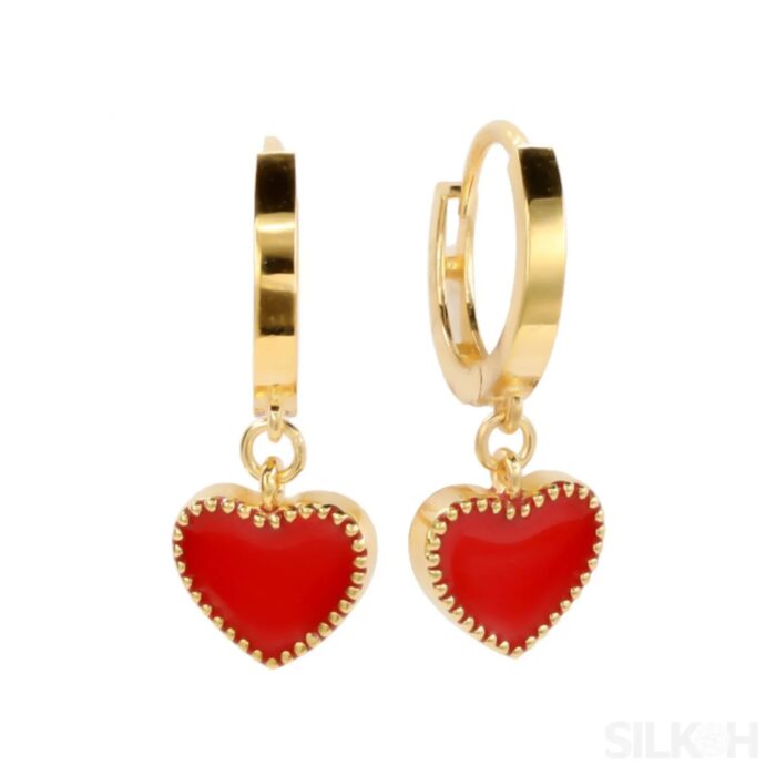 heart-shaped-sterling-silver-retro-hoop-earrings-una-gold-814 Heart Shaped Sterling Silver Retro Hoop Earrings Una - Sassygrove