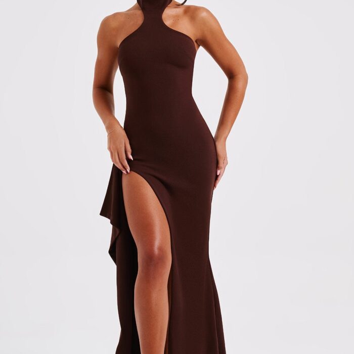 Isabella Maxi Dress - Chocolate - Sassygrove