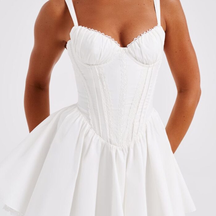 Josie Mini Dress - White - Sassygrove