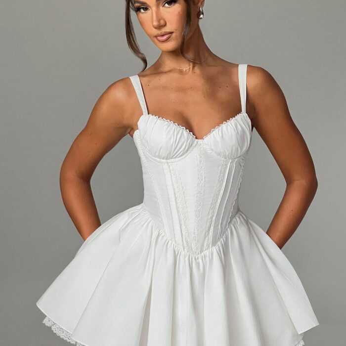 Josie Mini Dress - White - Sassygrove