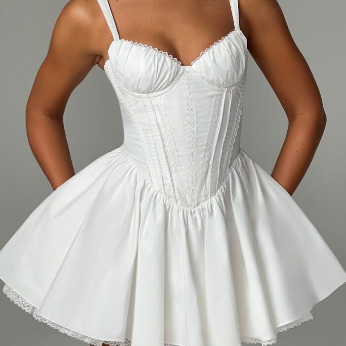 Josie Mini Dress - White - Sassygrove