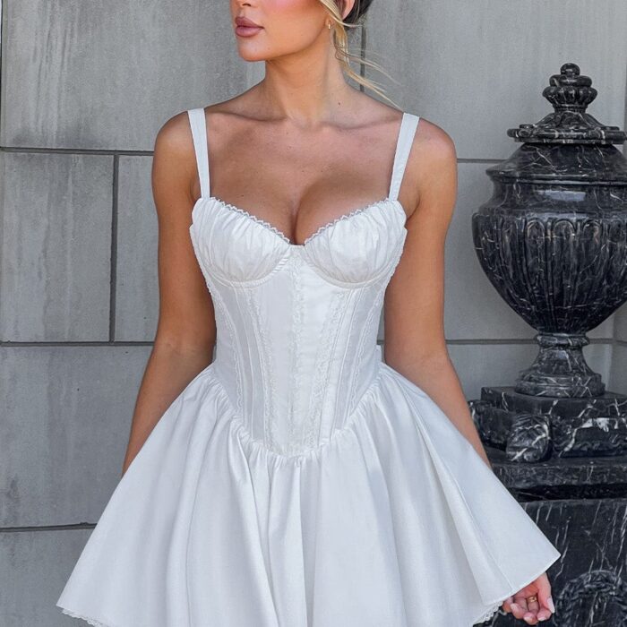 Josie Mini Dress - White - Sassygrove