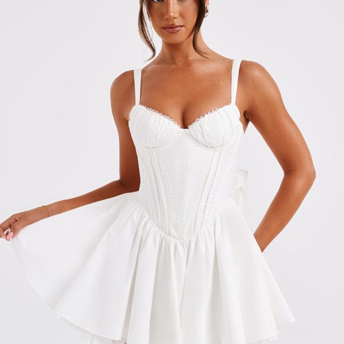Josie Mini Dress - White - Sassygrove