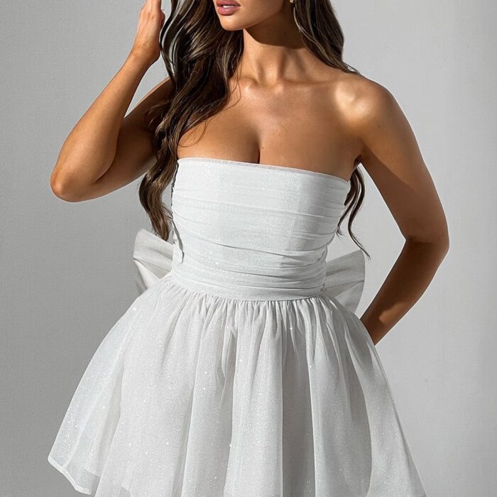 Melinda Mini Dress - Ivory Sparkle - Sassygrove