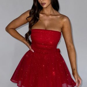 Melinda Mini Dress - Red Sparkle - Sassygrove