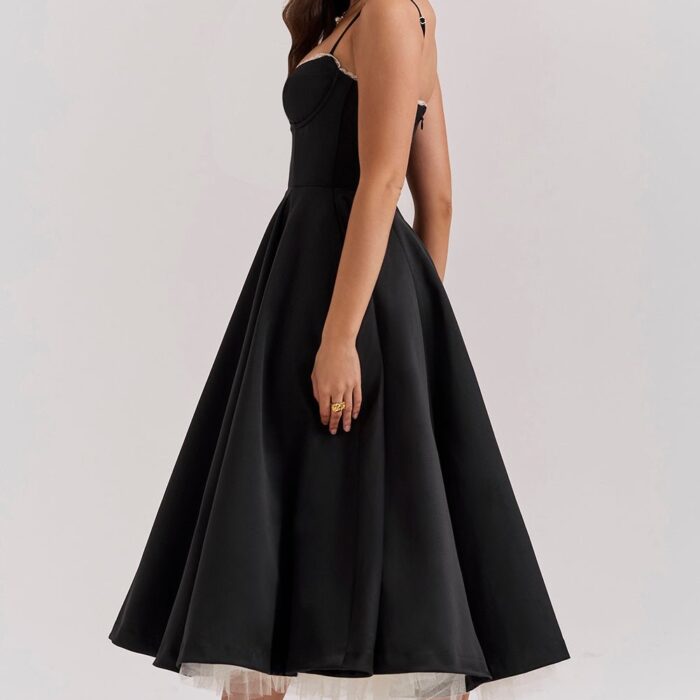 Madeline Midi Dress - Black - Sassygrove