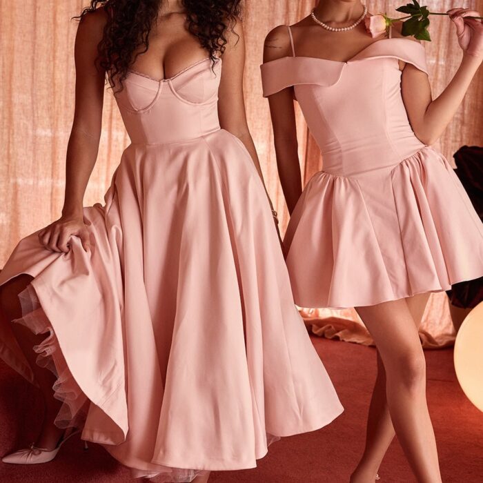 Madeline Midi Dress - Pink - Sassygrove
