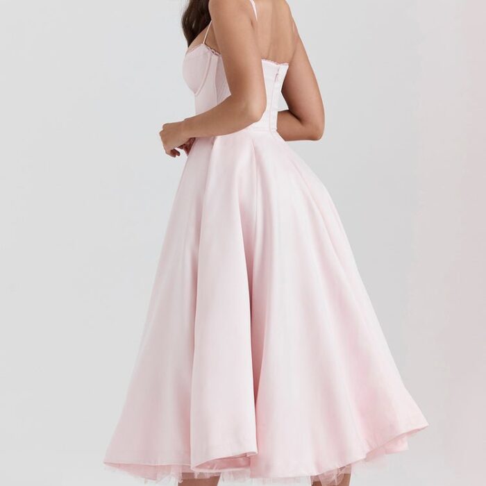 Madeline Midi Dress - Pink - Sassygrove