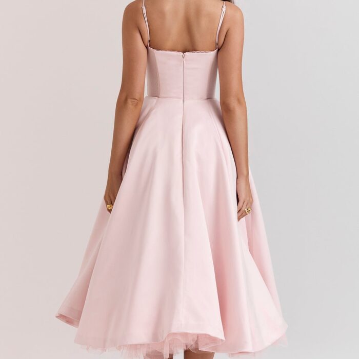 Madeline Midi Dress - Pink - Sassygrove
