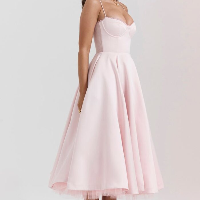 Madeline Midi Dress - Pink - Sassygrove