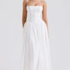 Margaret White Cotton Midi Sundress - Sassygrove
