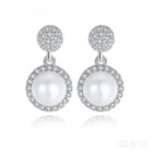 Micropaved Cubic Zirconia Sterling Silver Pearl Bridal Jewelry Set Ana - Sassygrove