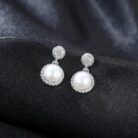 Micropaved Cubic Zirconia Sterling Silver Pearl Bridal Jewelry Set Ana - Sassygrove