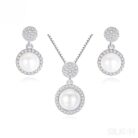 Micropaved Cubic Zirconia Sterling Silver Pearl Bridal Jewelry Set Ana - Sassygrove