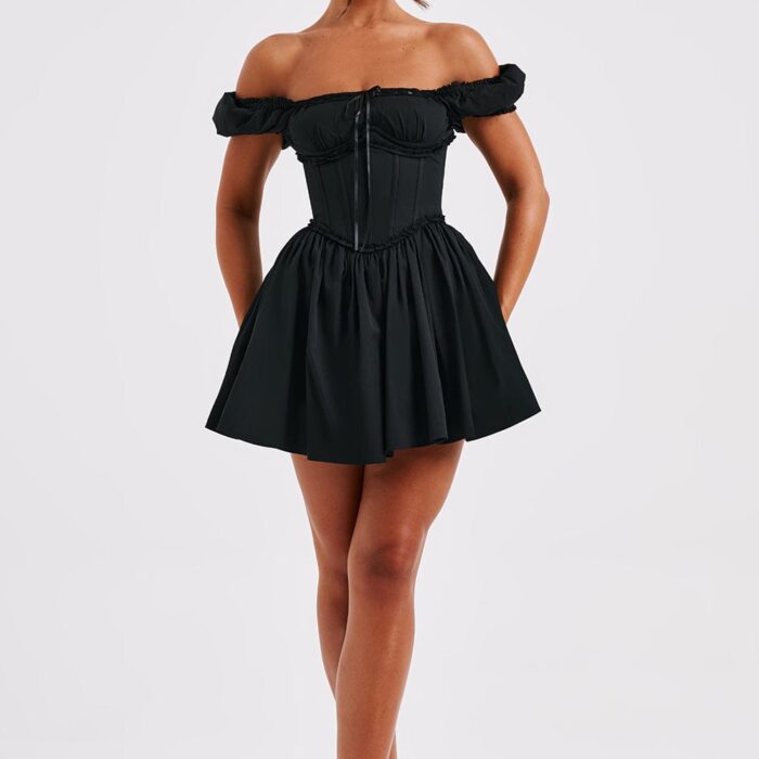 Phoebe Mini Dress-Black - Sassygrove