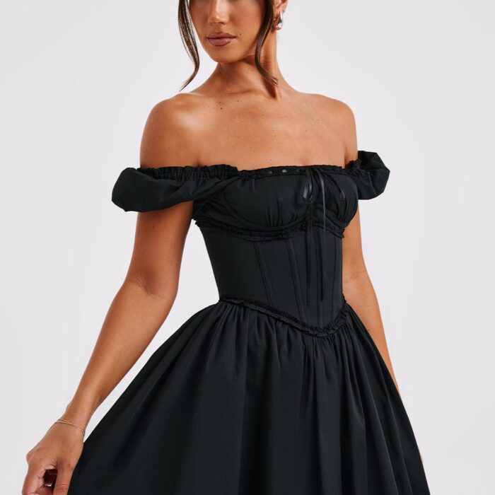 Phoebe Mini Dress-Black - Sassygrove