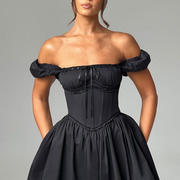 Phoebe Mini Dress-Black - Sassygrove