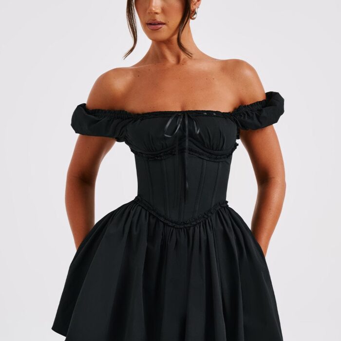 Phoebe Mini Dress-Black - Sassygrove