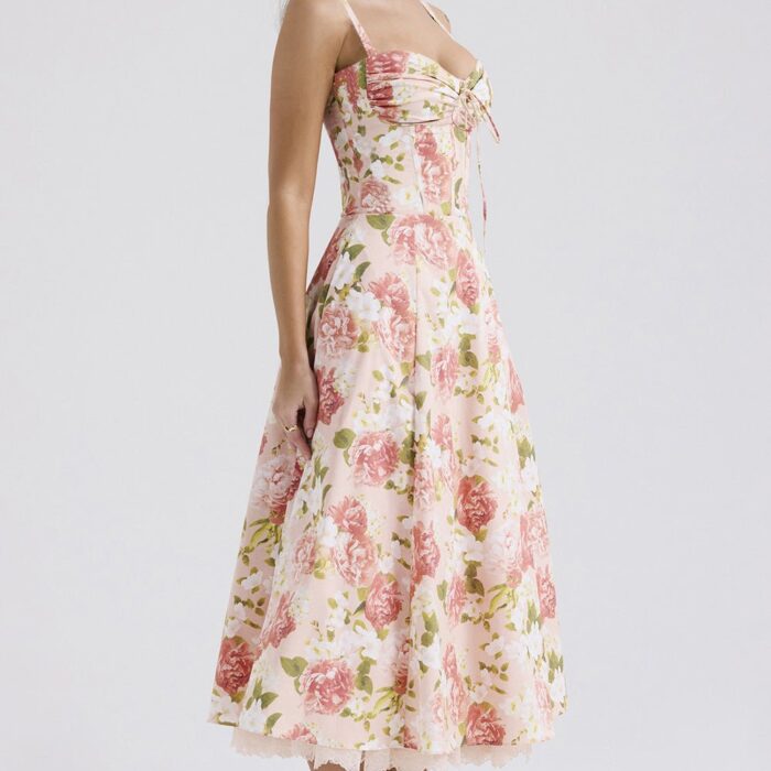 Rosalia Midi Sundress - Pink Peony - Sassygrove