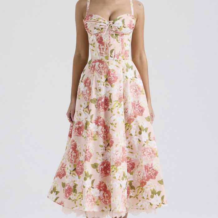 Rosalia Midi Sundress - Pink Peony - Sassygrove