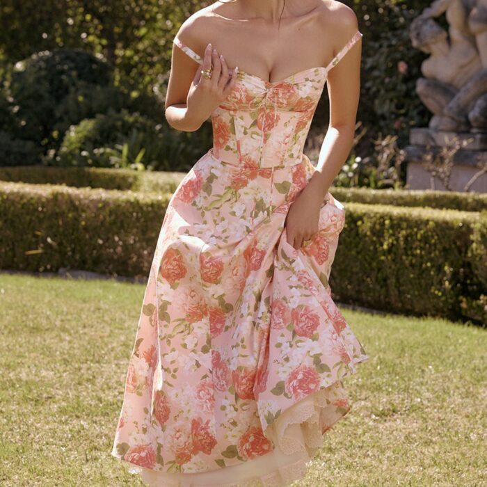 Rosalia Midi Sundress - Pink Peony - Sassygrove