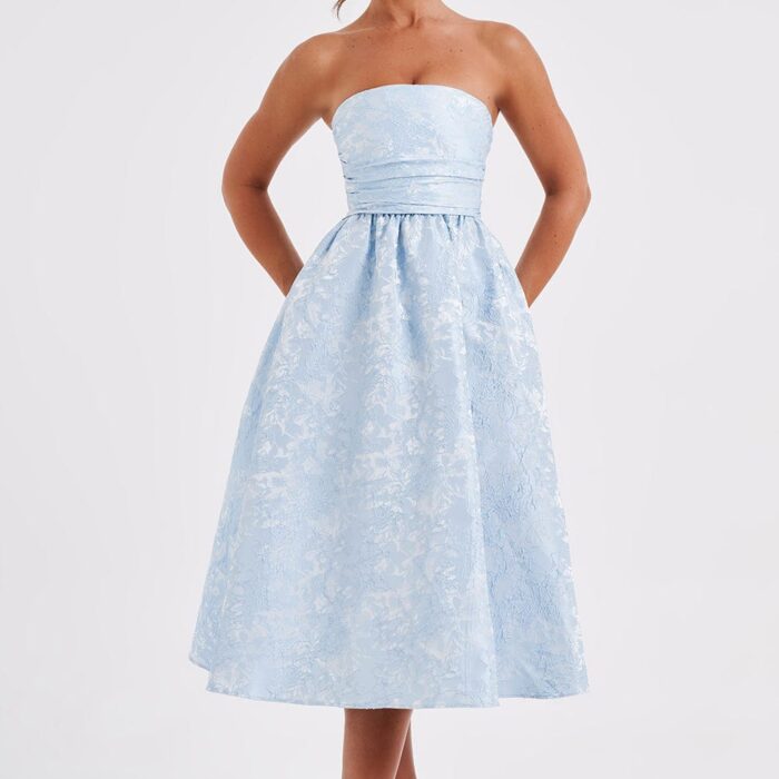 Sienna Midi Dress- Blue - Sassygrove