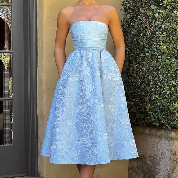 Sienna Midi Dress- Blue - Sassygrove