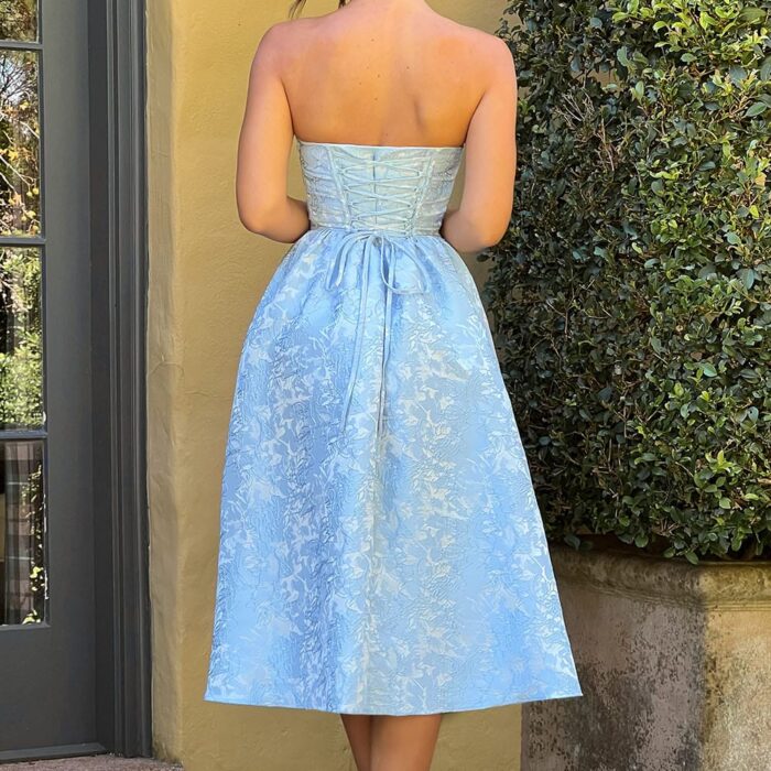 Sienna Midi Dress- Blue - Sassygrove