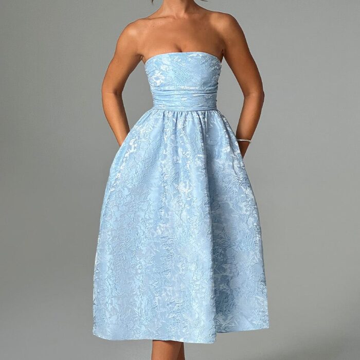 Sienna Midi Dress- Blue - Sassygrove