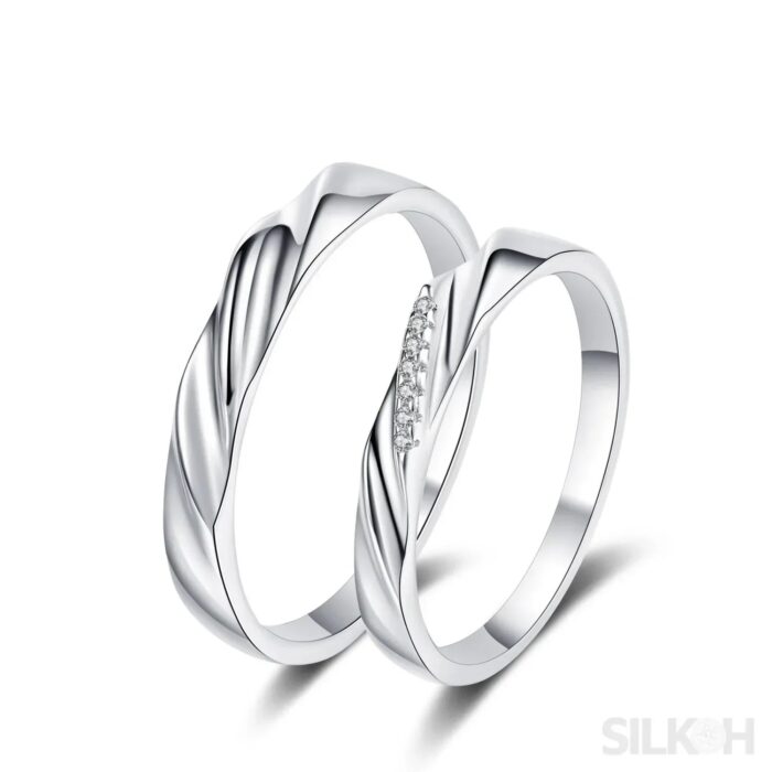 Simple Band Moissanite Promise Ring For Couple Liv - Sassygrove