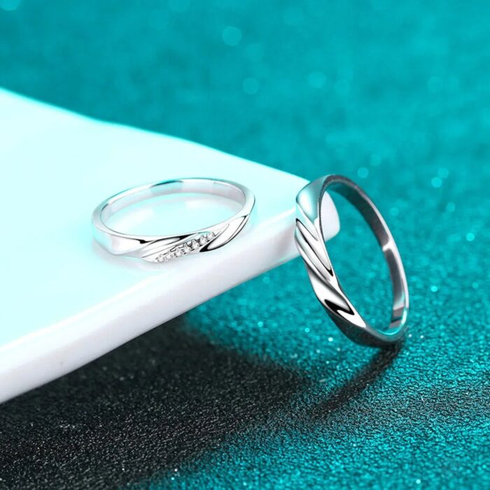 Simple Band Moissanite Promise Ring For Couple Liv - Sassygrove