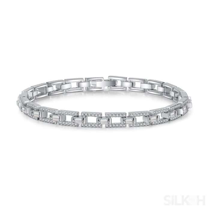 Square Box Chain Moissanite Bracelet Bea - Sassygrove