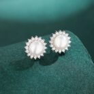 Sunflower Sterling Silver Pearl Stud Earrings Amaya - Sassygrove