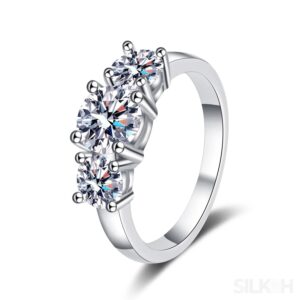 Three Stone Moissanite Pandora Promise Ring Ema - Sassygrove